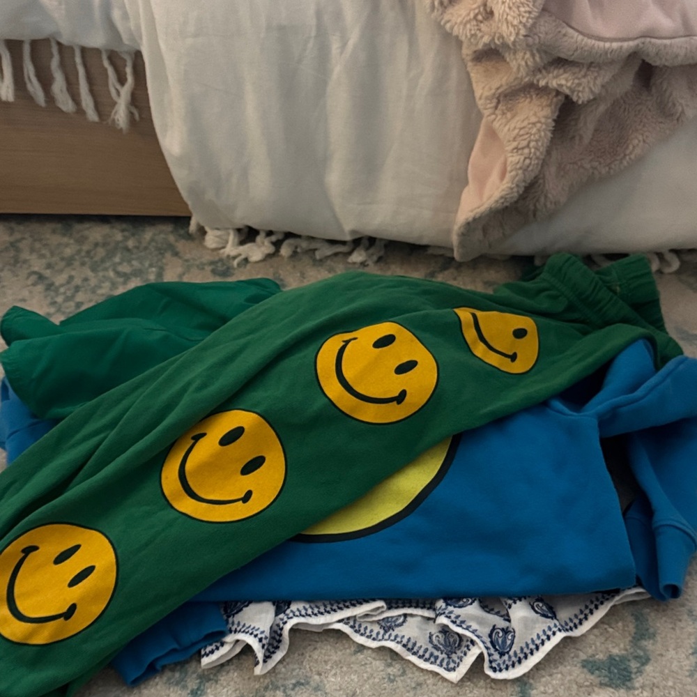 Aviator Nation Green and Blue Smiley Track Pants